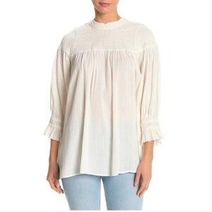 FREE PEOPLE S Obi Mila Ivory Smocked Tunic Top